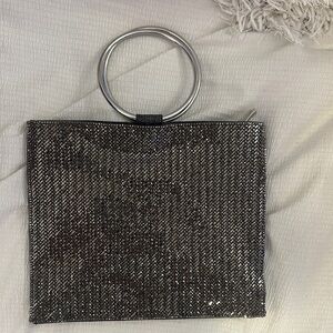 NINA Elegant Silver Handbag with Ring Handle